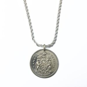 Vintage Sterling Silver Necklace — 1960’s Canadian Half Dollar Coin